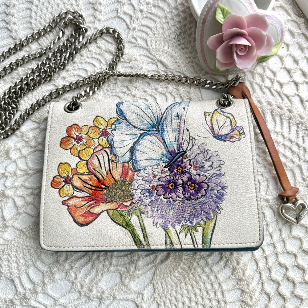 Brighton Romantic Cottagecore Floral Butterfly Leather Embroidered Crossbody Bag